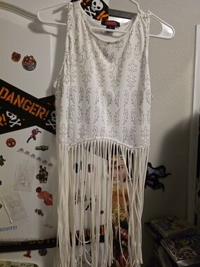 Rock & Roll White Fringe Crop Top - Women's